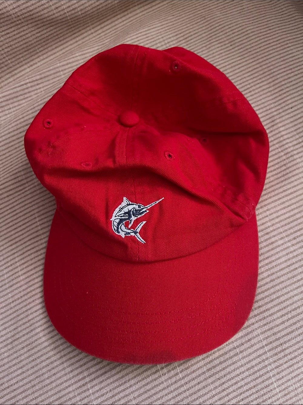 Red Marlin Embroidered Baseball Cap - Men's Casual Hat
